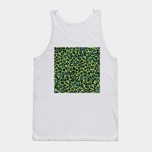 Leopard Pattern in Blue Raspberry on Lime Green Tank Top